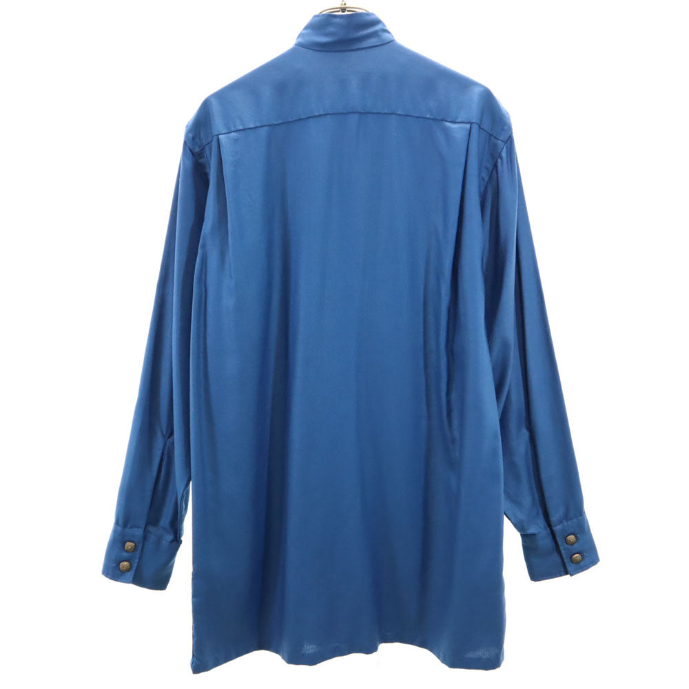 ドネガル 袋ポケット 長袖 スタンドカラー シャツ S 青紺 メンズ