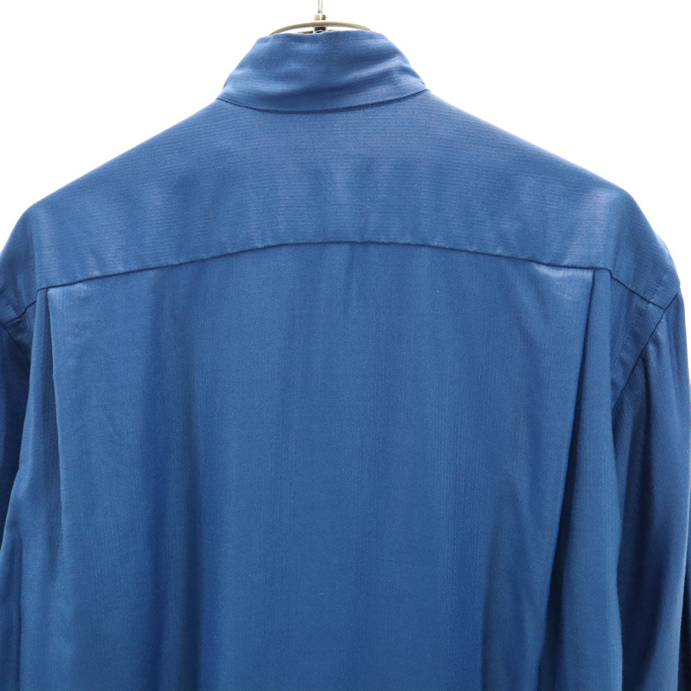 ドネガル 袋ポケット 長袖 スタンドカラー シャツ S 青紺 メンズ