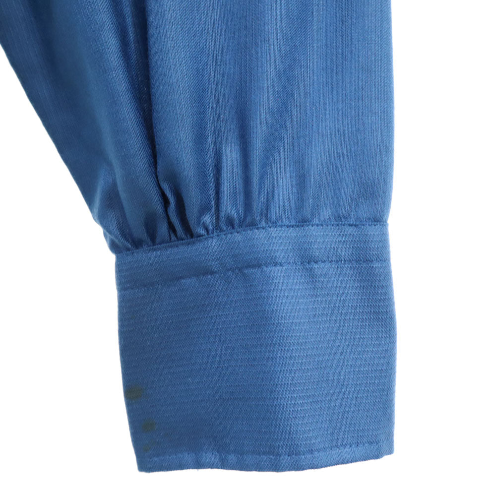 ドネガル 袋ポケット 長袖 スタンドカラー シャツ S 青紺 メンズ