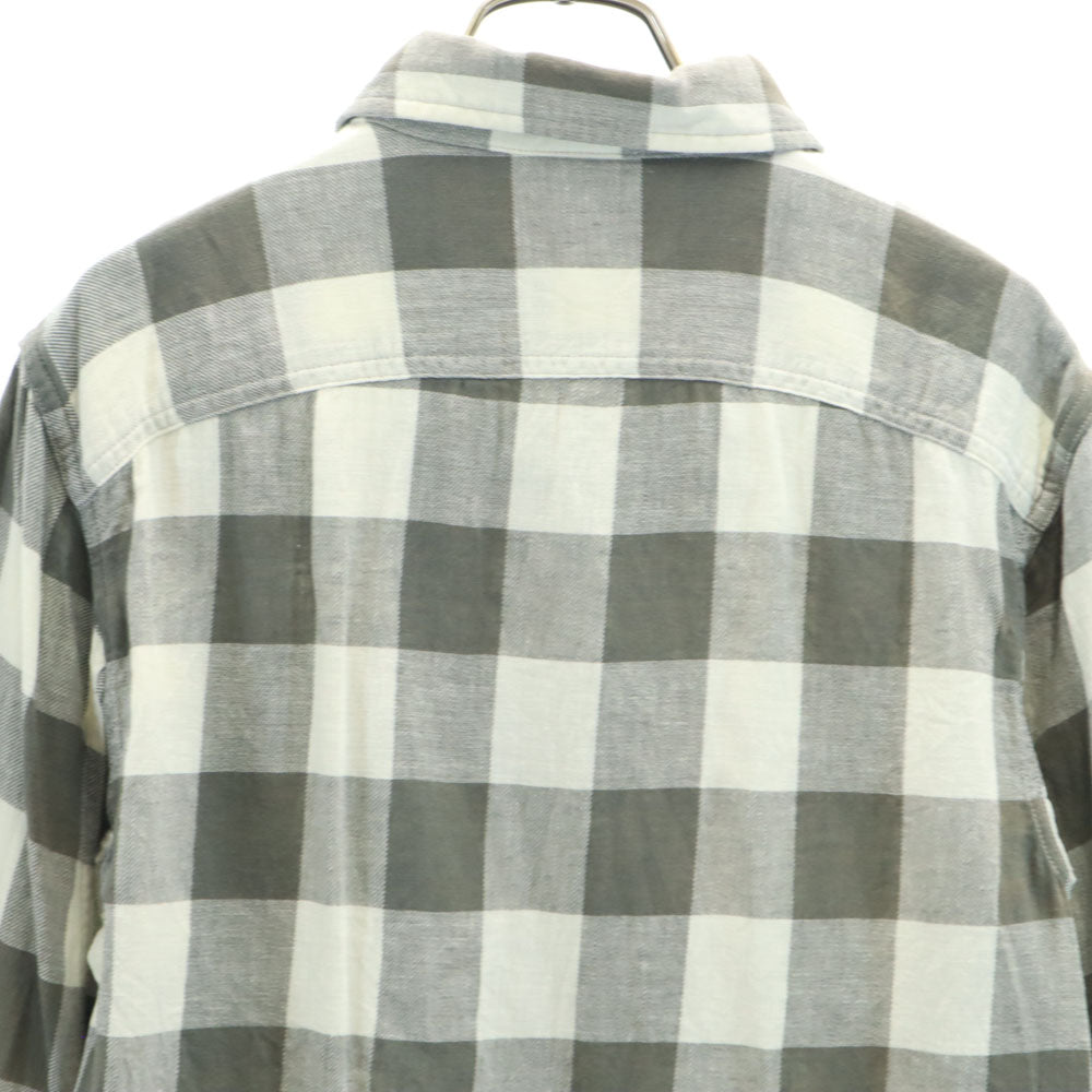 RRL ギンガムチェック柄 長袖 リネンブレンド シャツ XS カーキ×アイボリー ダブルアールエル RALPH LAUREN メンズ