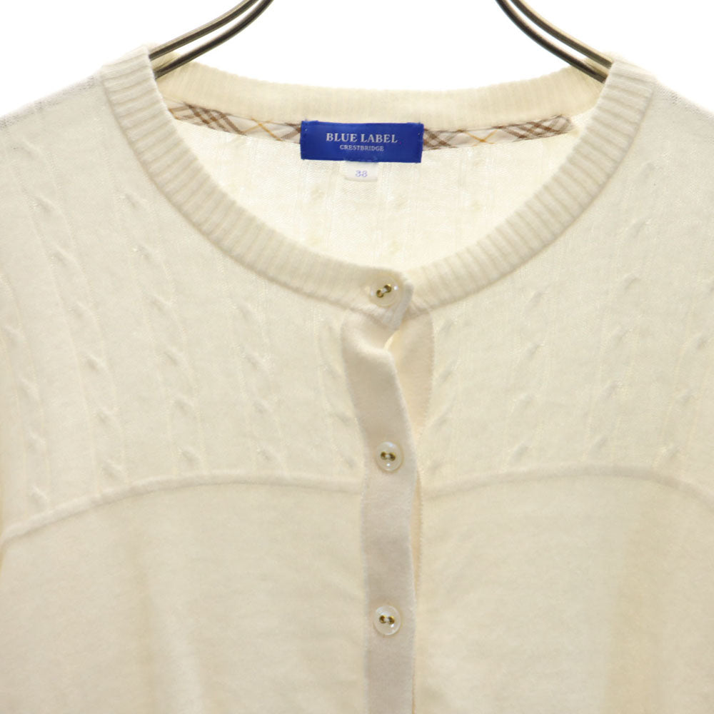 BLUE LABEL CRESTBRIDGE ブルーレーベルクレストブリッジ 三陽商会 ウールブレンド 長袖 ニット カーディガン 38 白 レディース