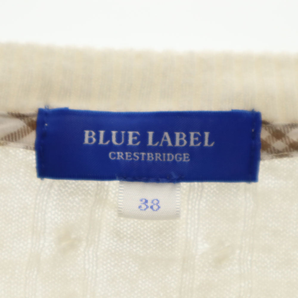 BLUE LABEL CRESTBRIDGE ブルーレーベルクレストブリッジ 三陽商会 ウールブレンド 長袖 ニット カーディガン 38 白 レディース