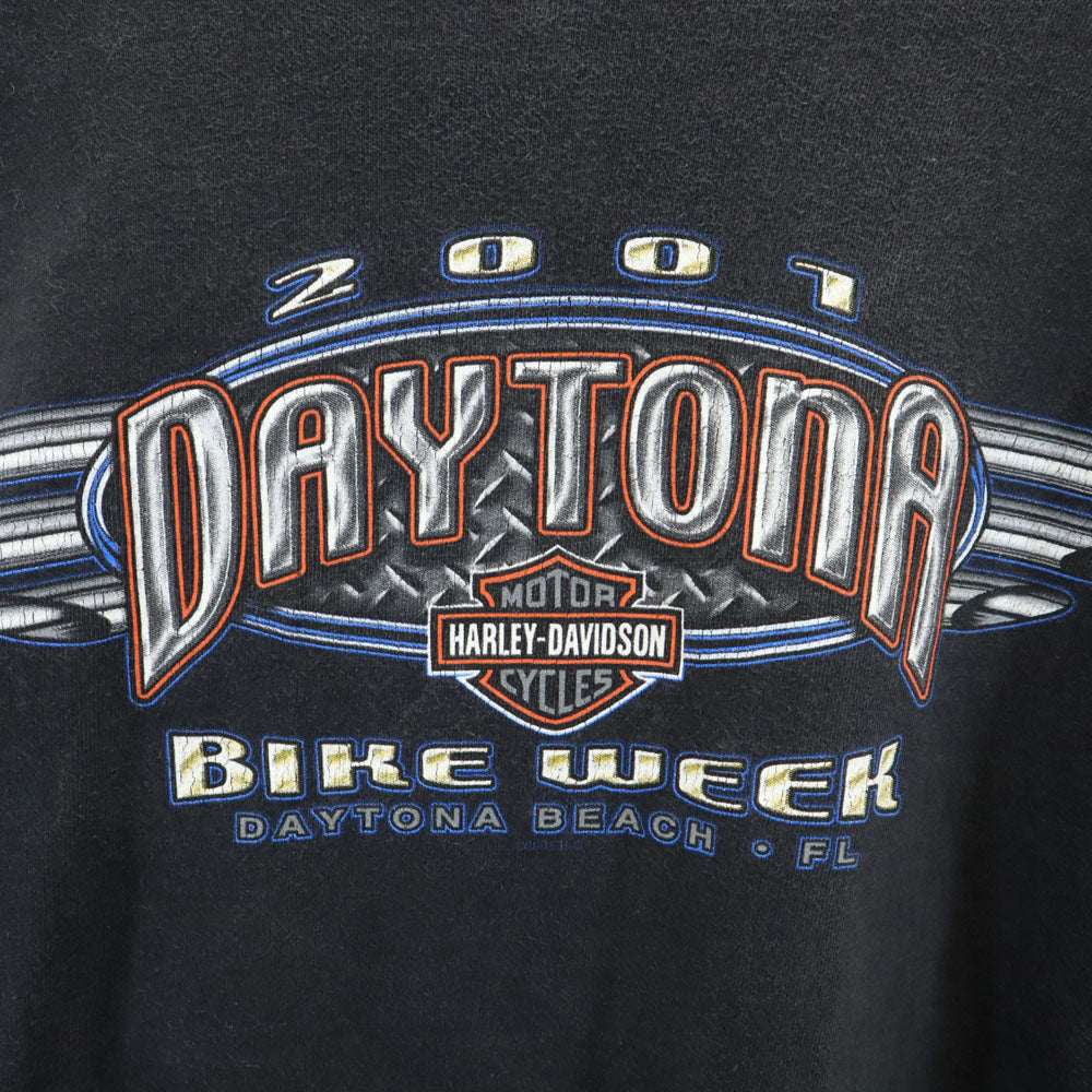 HARLEY DAVIDSON ハーレーダビッドソン 2001年 USA製 オールド デイトナ 2001 長袖 Tシャツ M チャコールブラック ロンT DAYTONA メンズ