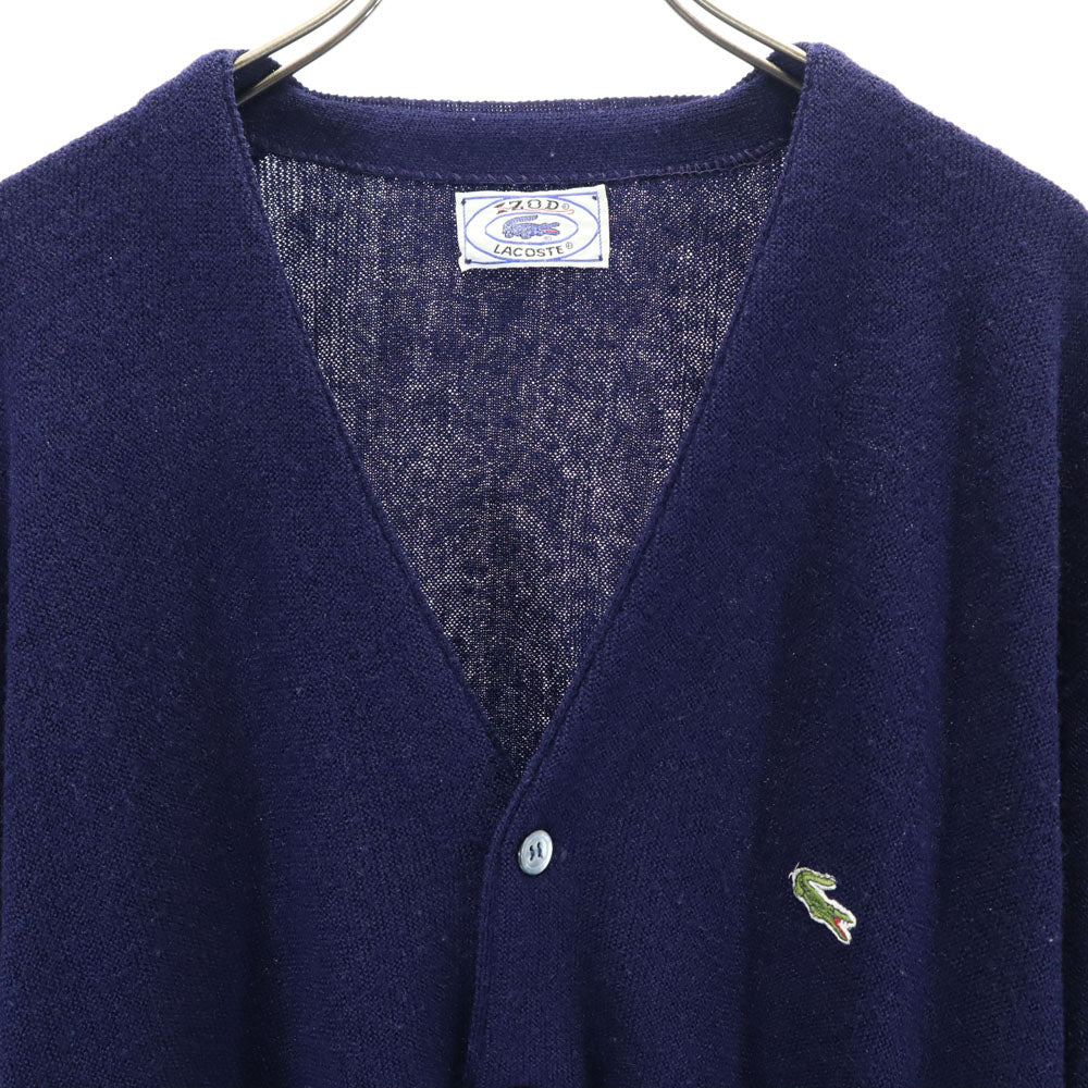 IZOD LACOSTE アイゾッドラコステ 70s 糸巻タグ ヴィンテージ 長袖 Vネック ニットカーディガン L ネイビー メンズ
