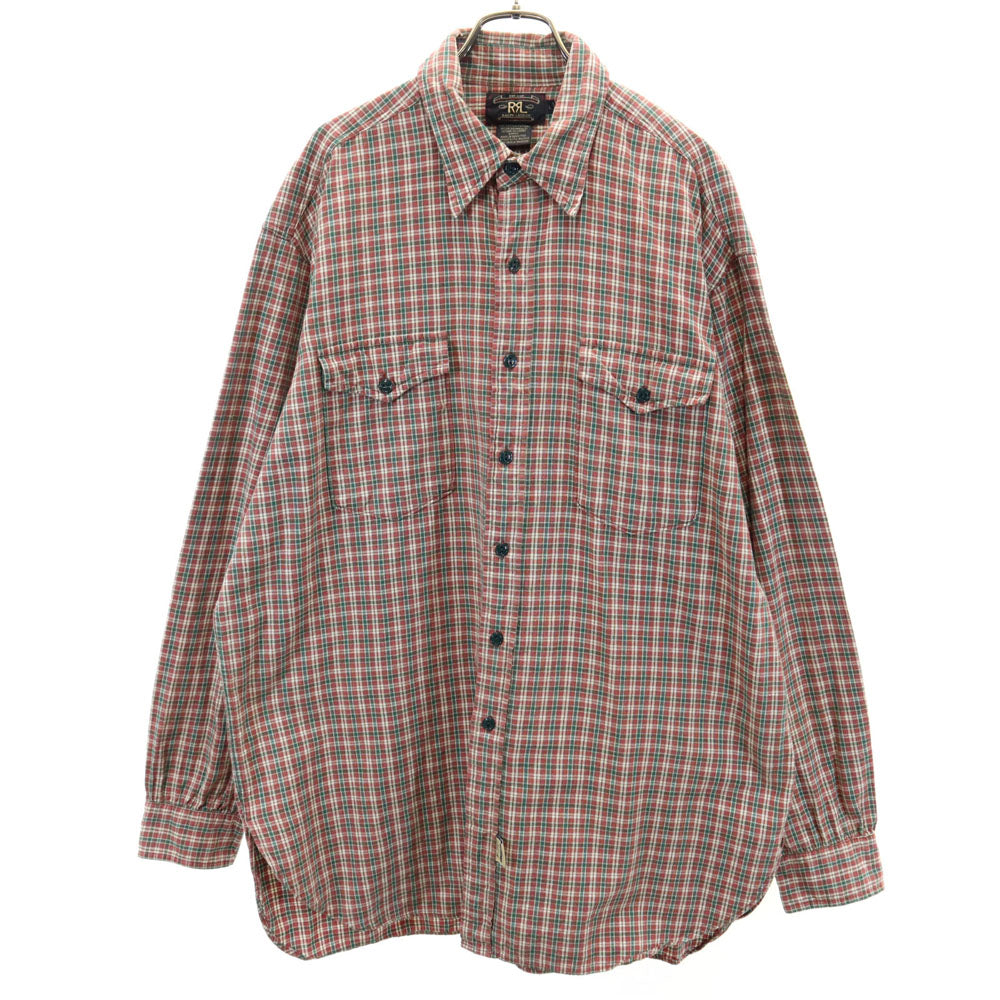 RRL ダブルアールエル 90s 初期タグ 赤3星 オールド チェック柄 長袖 シャツ L レッド系 メンズ