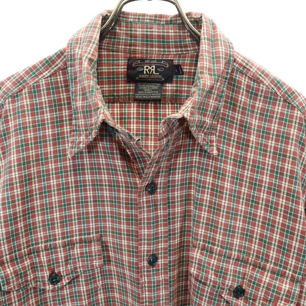RRL ダブルアールエル 90s 初期タグ 赤3星 オールド チェック柄 長袖 シャツ L レッド系 メンズ