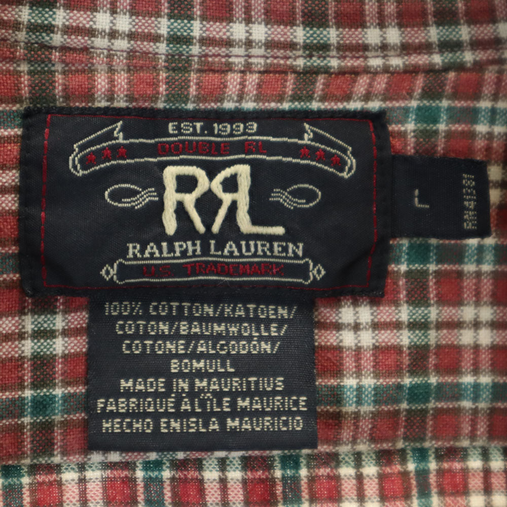 RRL ダブルアールエル 90s 初期タグ 赤3星 オールド チェック柄 長袖 シャツ L レッド系 メンズ