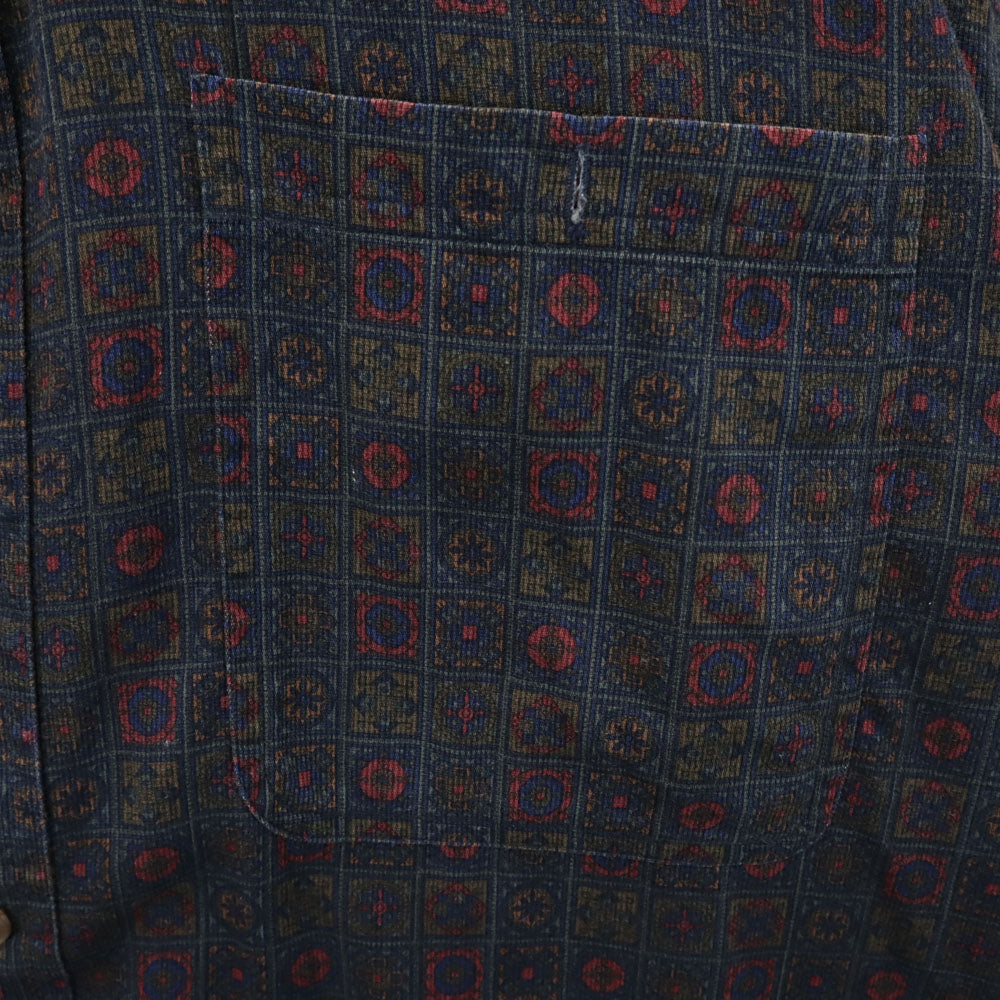 CHAPS RALPH LAUREN チャップスラルフローレン 90s オールド 総柄 長袖 ボタンダウンシャツ L 深緑系 メンズ