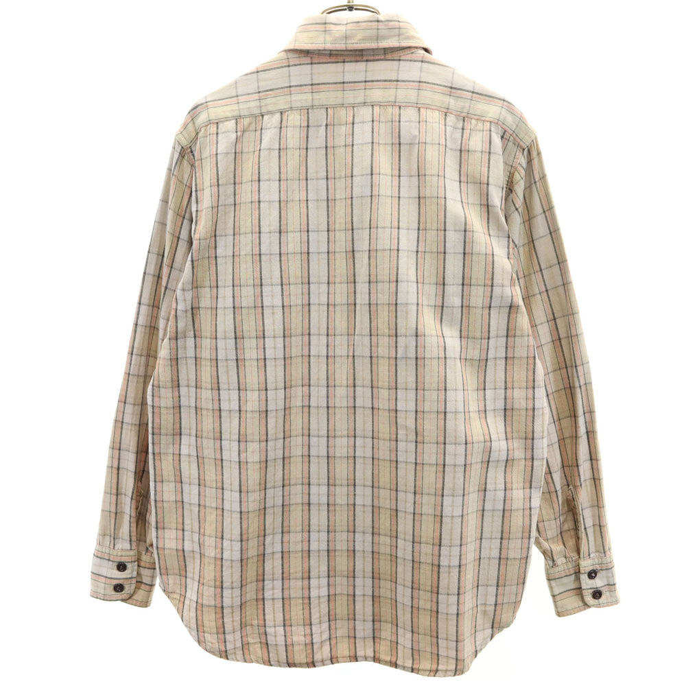 Levi's リーバイス 70s 80s 日本製 ヴィンテージ チェック柄 長袖 シャツ M ベージュ メンズ
