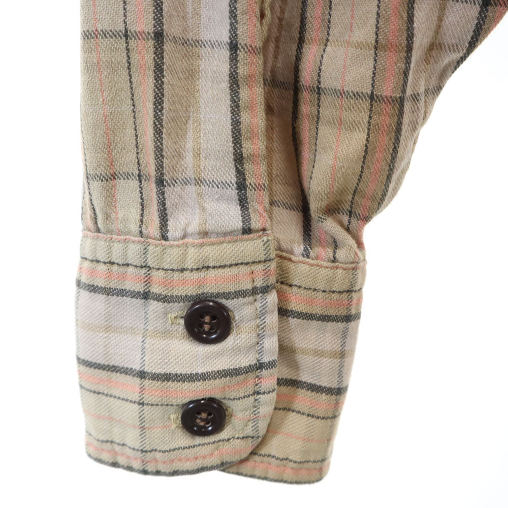 Levi's リーバイス 70s 80s 日本製 ヴィンテージ チェック柄 長袖 シャツ M ベージュ メンズ