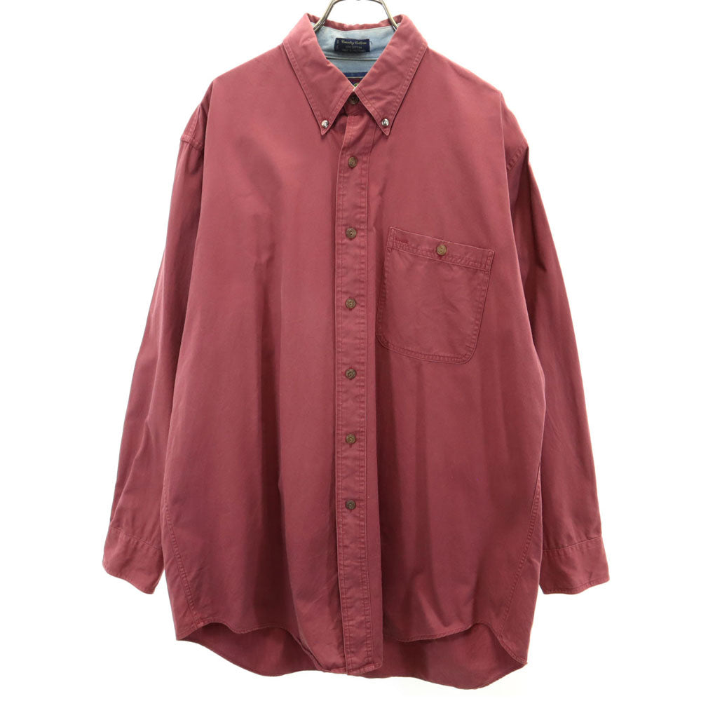 CHAPS RALPH LAUREN チャップスラルフローレン 80s ヴィンテージ 長袖 ボタンダウンシャツ 32-33 ワインレッド メンズ