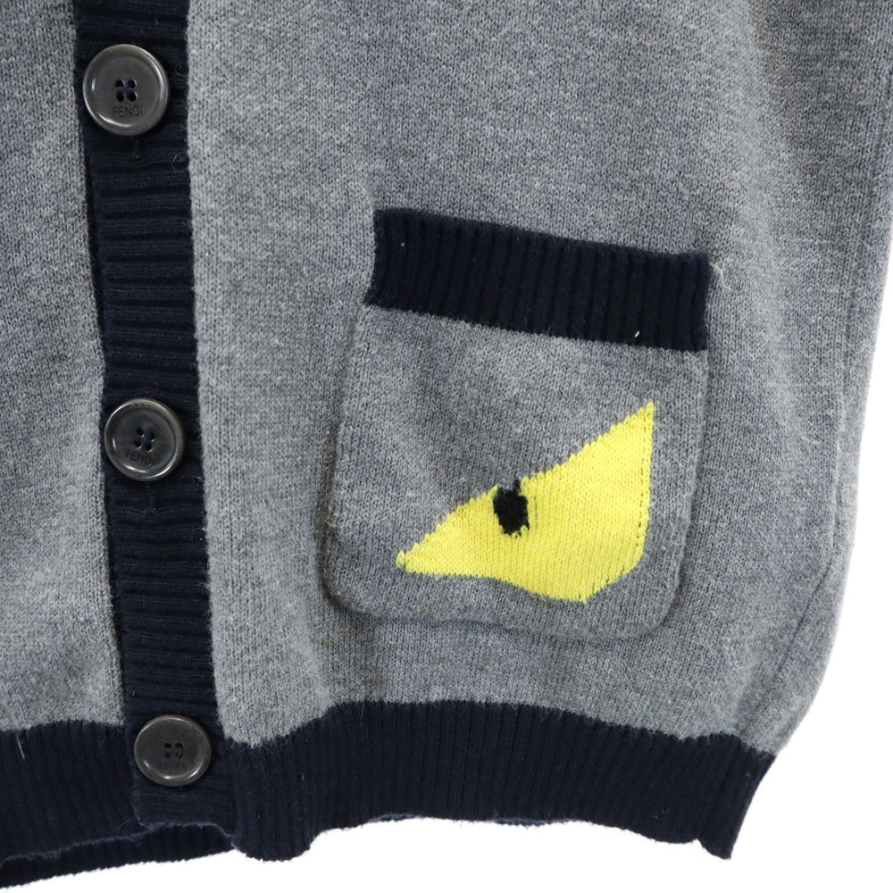 FENDI フェンディ イタリア製 カシミヤブレンド 長袖 Vネック ニットカーディガン 6A グレー キッズ