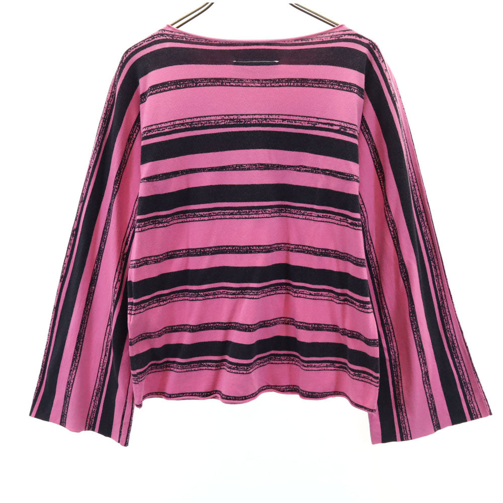 MM6 エムエムシックス イタリア製 ボーダー柄 長袖 ボートネック カットソー M ピンク Martin Margiela レディース