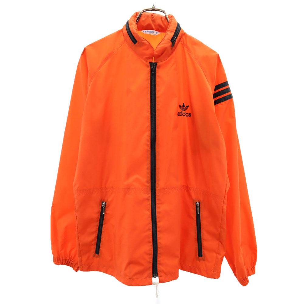 adidas アディダス 70s デサント製 ヴィンテージ 長袖 ナイロンジャケット M オレンジ メンズ