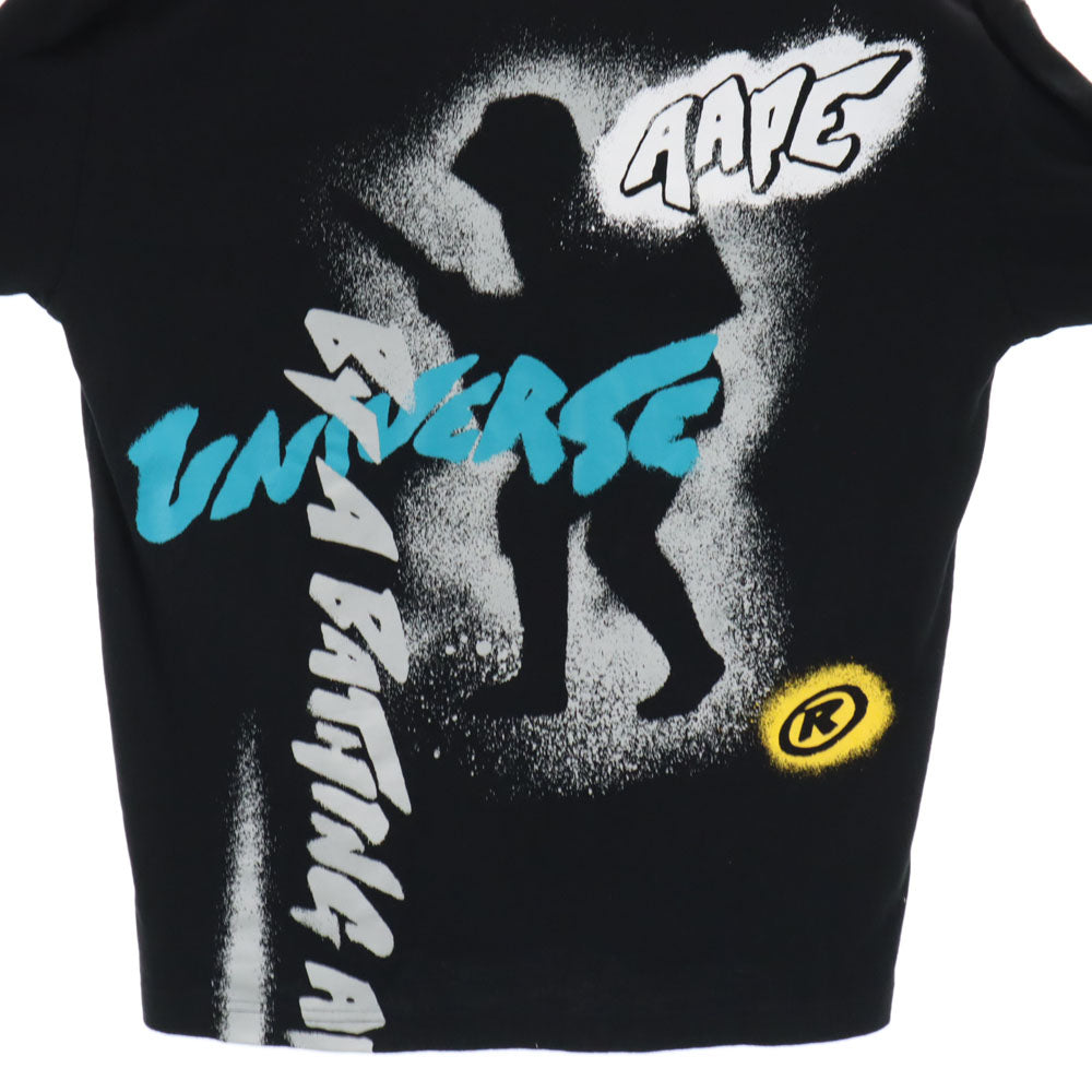 A BATHING APE アベイシングエイプ バックプリント 長袖 Tシャツ S ブラック ロンT メンズ