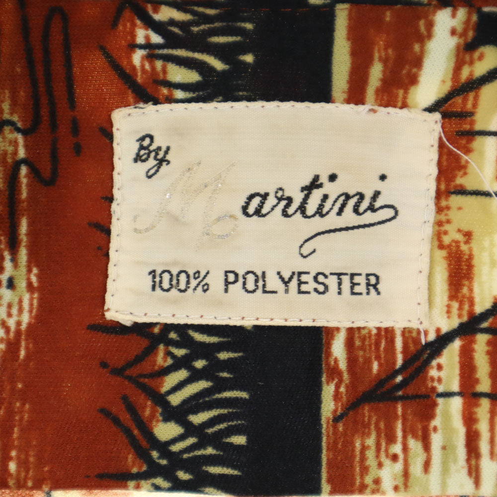 VINTAGE ヴィンテージ 70s ポリシャツ 総柄 長袖 シャツ ブラウン系 メンズ