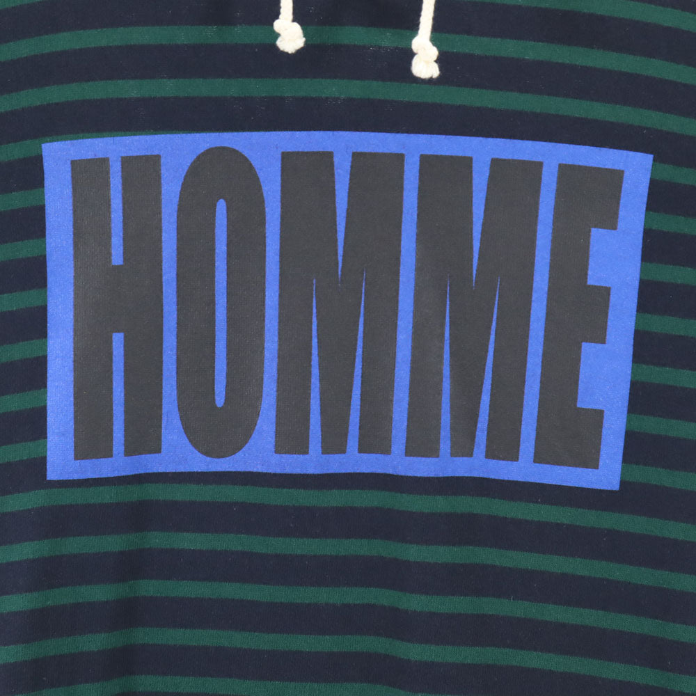 COMME des GARCONS HOMME コムデギャルソンオム 2017年 日本製 ボーダー柄 長袖 パーカー S ネイビー×グリーン プルオーバー ロンT メンズ