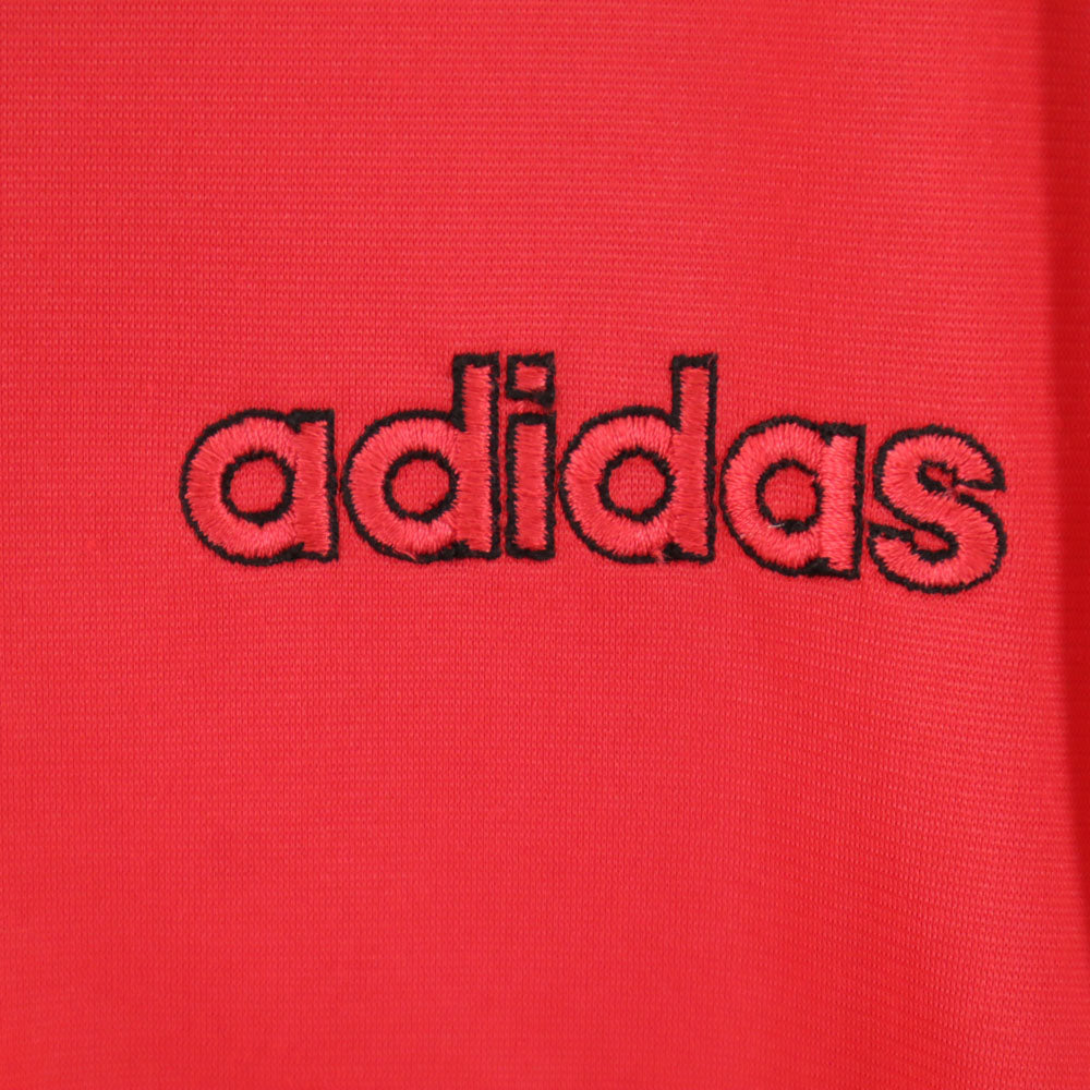 adidas アディダス 80s デサント製 ヴィンテージ ジップジャケット M-L レッド×ブラック ブルゾン 裏フリース ジャージ メンズ