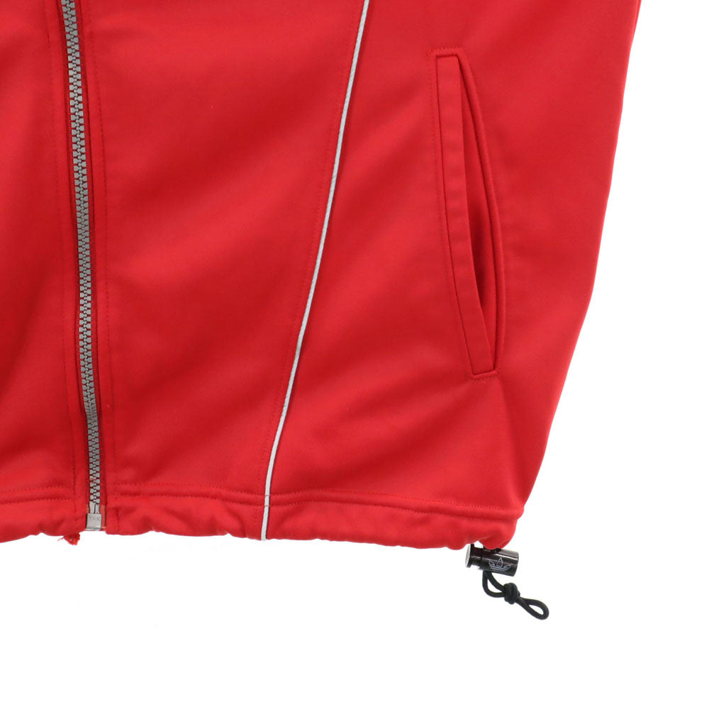 adidas アディダス 80s デサント製 ヴィンテージ ジップジャケット M-L レッド×ブラック ブルゾン 裏フリース ジャージ メンズ
