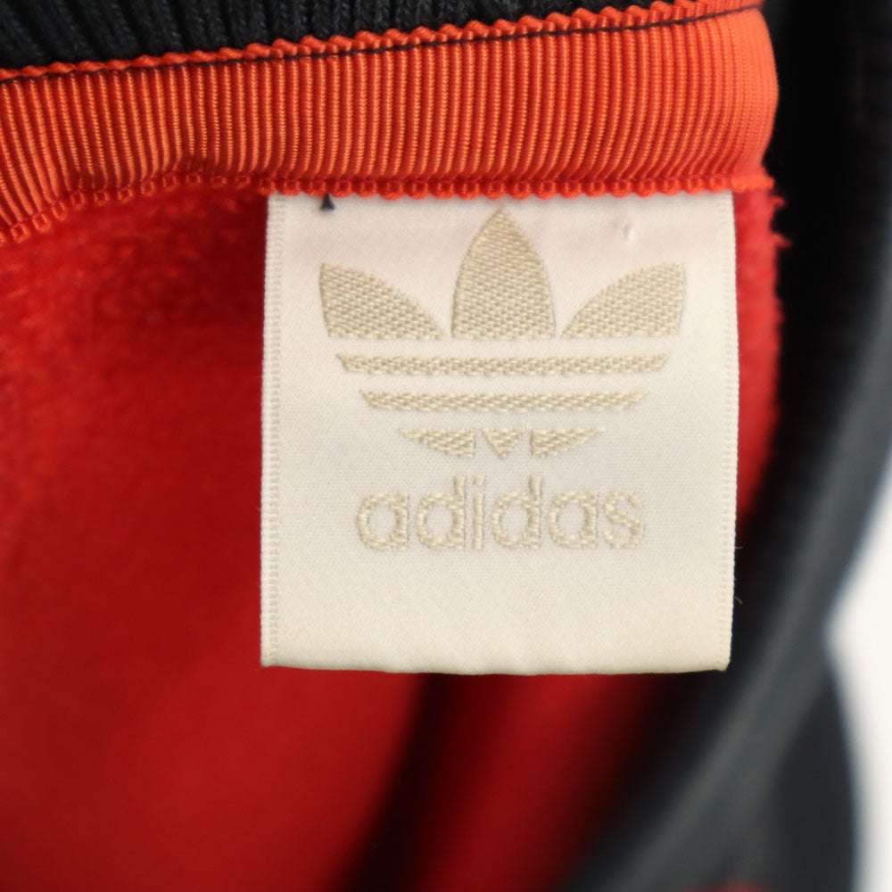 adidas アディダス 80s デサント製 ヴィンテージ ジップジャケット M-L レッド×ブラック ブルゾン 裏フリース ジャージ メンズ