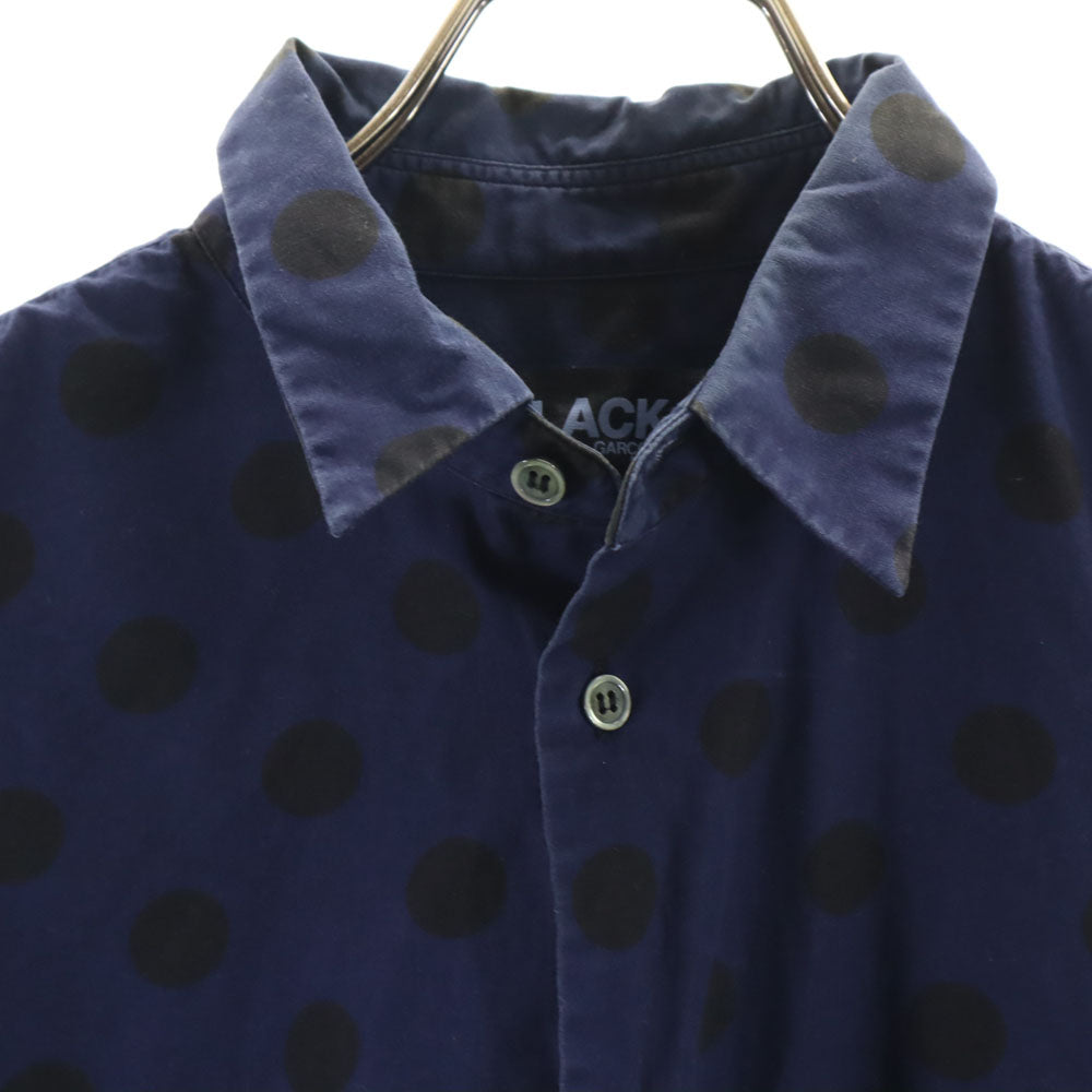 BLACK COMME des GARCONS ブラックコムデギャルソン 2011年 日本製 ドット柄 長袖 シャツ S ネイビー 水玉 メンズ