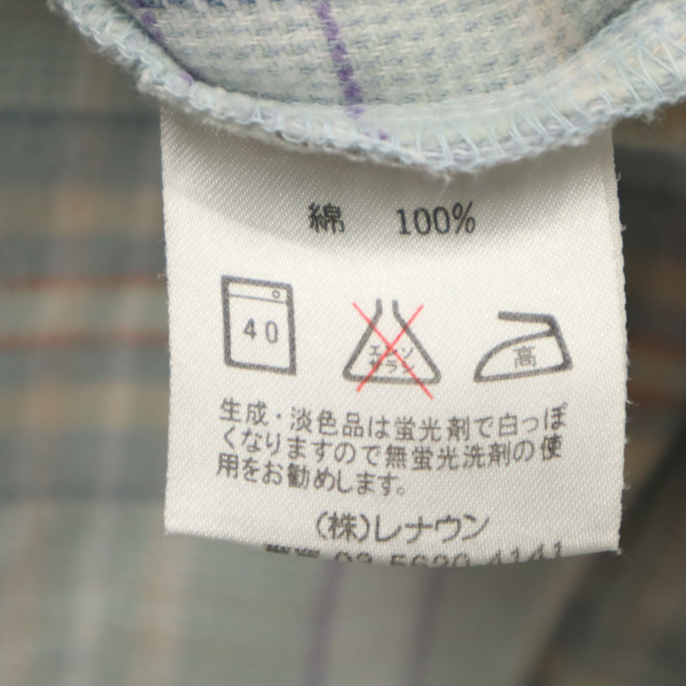 CELINE セリーヌ レナウン社製 チェック柄 長袖 ルームウェア 上下 セットアップ LB ブルー系 パジャマ メンズ