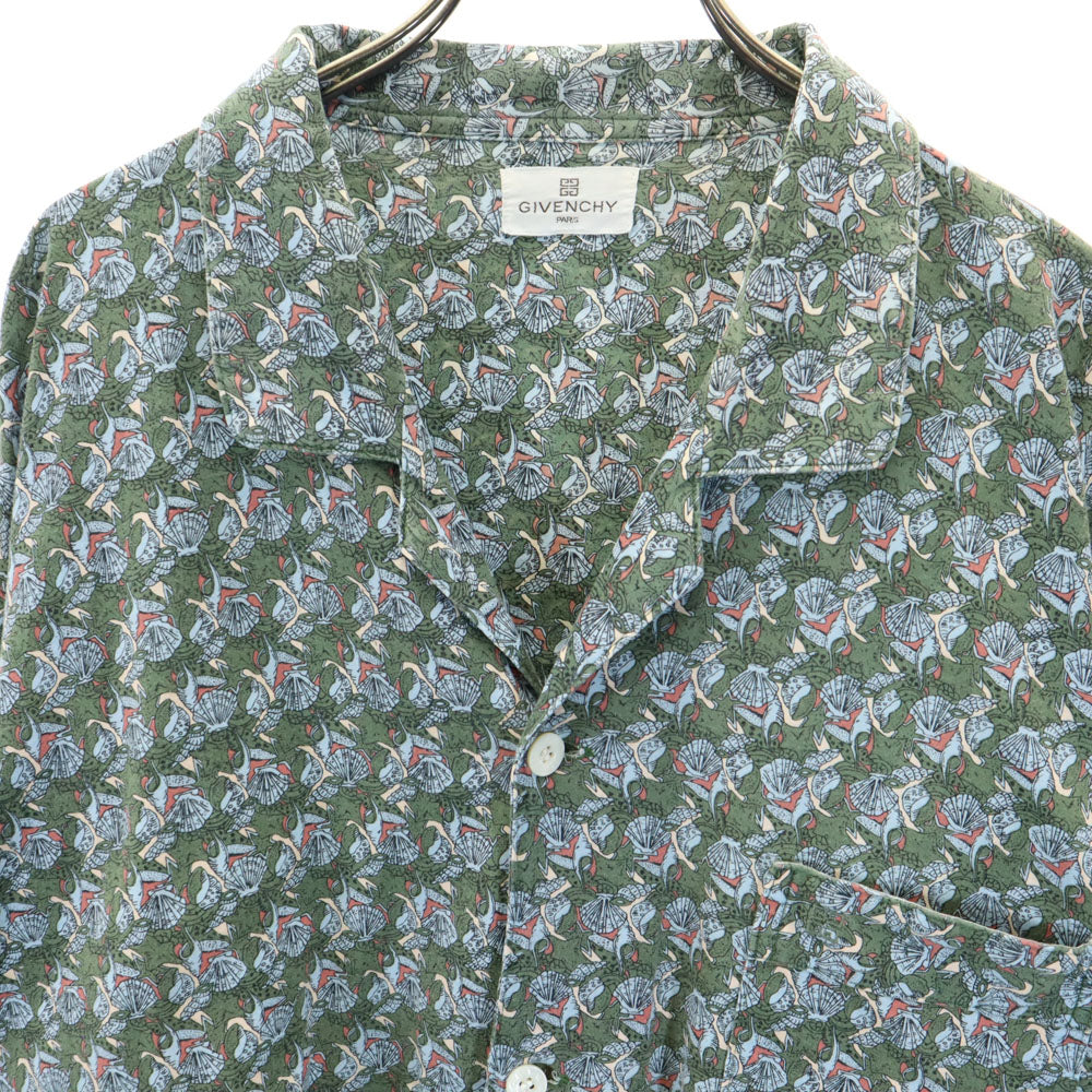 GIVENCHY ジバンシィ 日本製 総柄 長袖 ルームウェア 上下 セットアップ グリーン系 パジャマ メンズ
