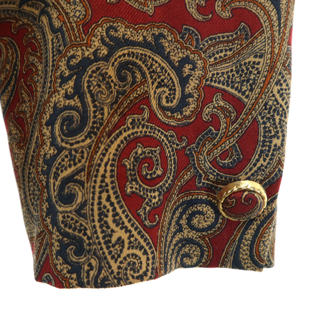 Burberrys バーバリーズ 90s ウール オールド 総柄 スカートスーツ 上下 セットアップ 11/9 赤系 レディース