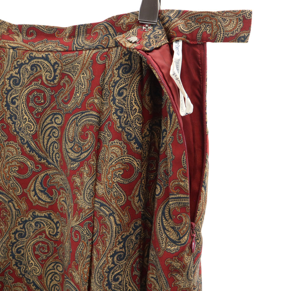 Burberrys バーバリーズ 90s ウール オールド 総柄 スカートスーツ 上下 セットアップ 11/9 赤系 レディース