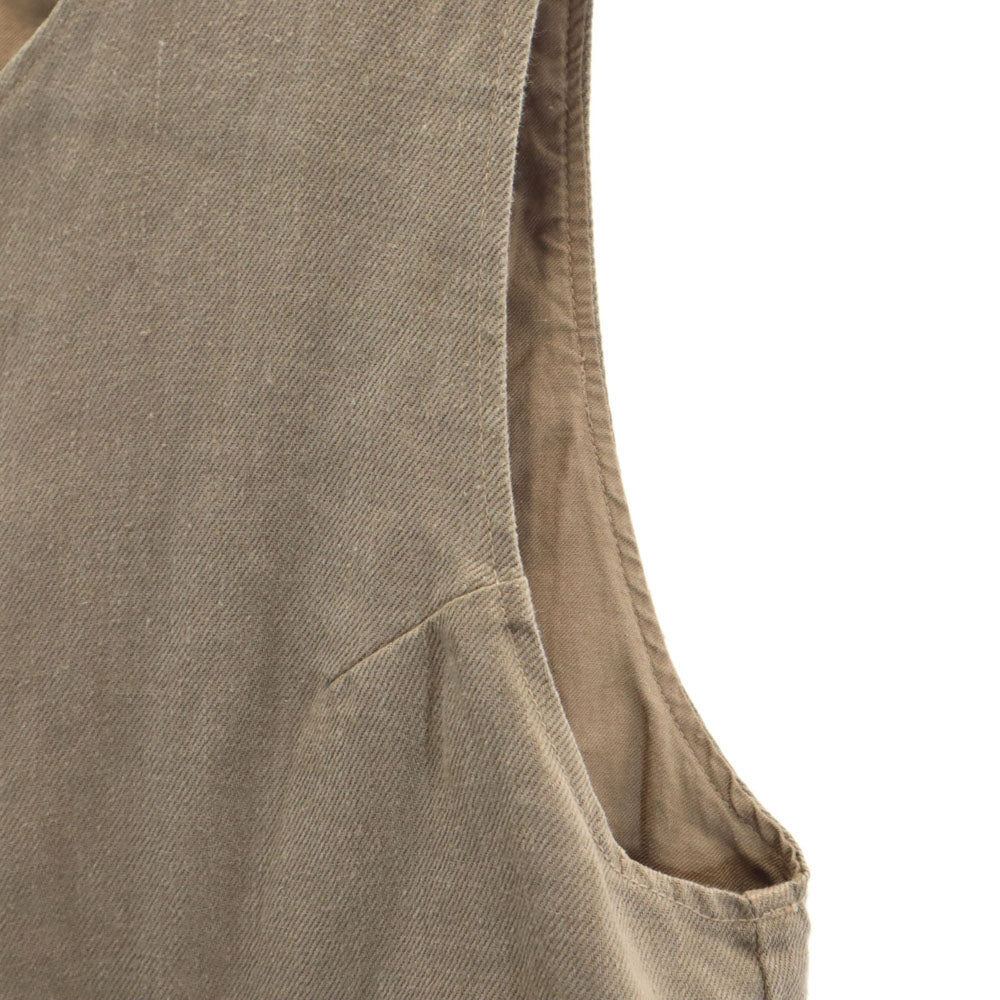 ツムグ リネン Vネック ベスト F アッシュブラウン tumugu: レディース