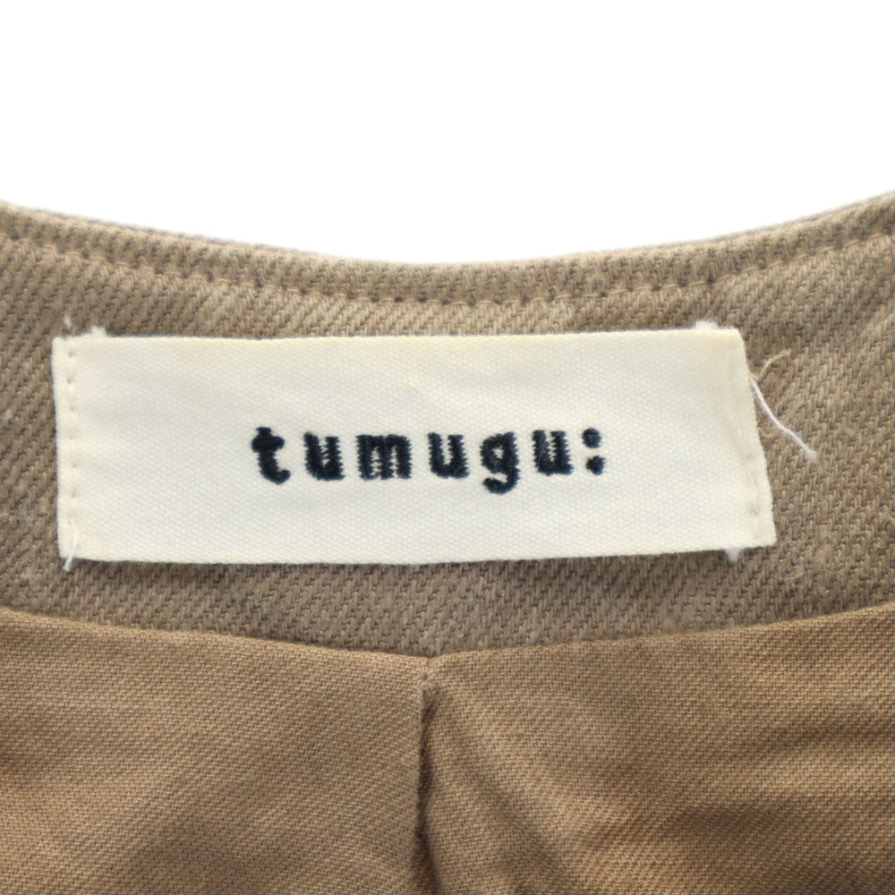 ツムグ リネン Vネック ベスト F アッシュブラウン tumugu: レディース