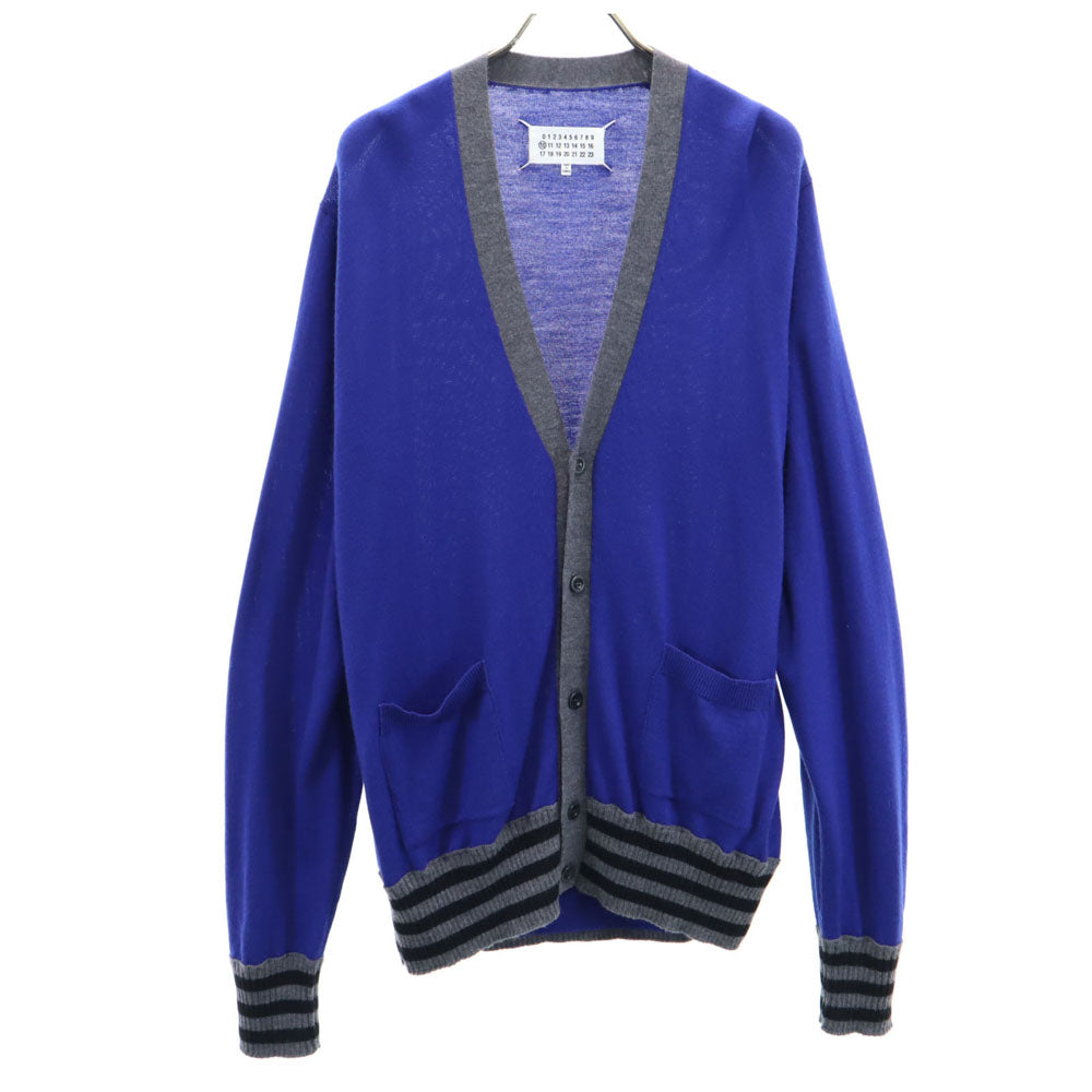 Maison Margiela メゾンマルジェラ ウール 長袖 Vネック ニットカーディガン 1 青紫 10 メンズ