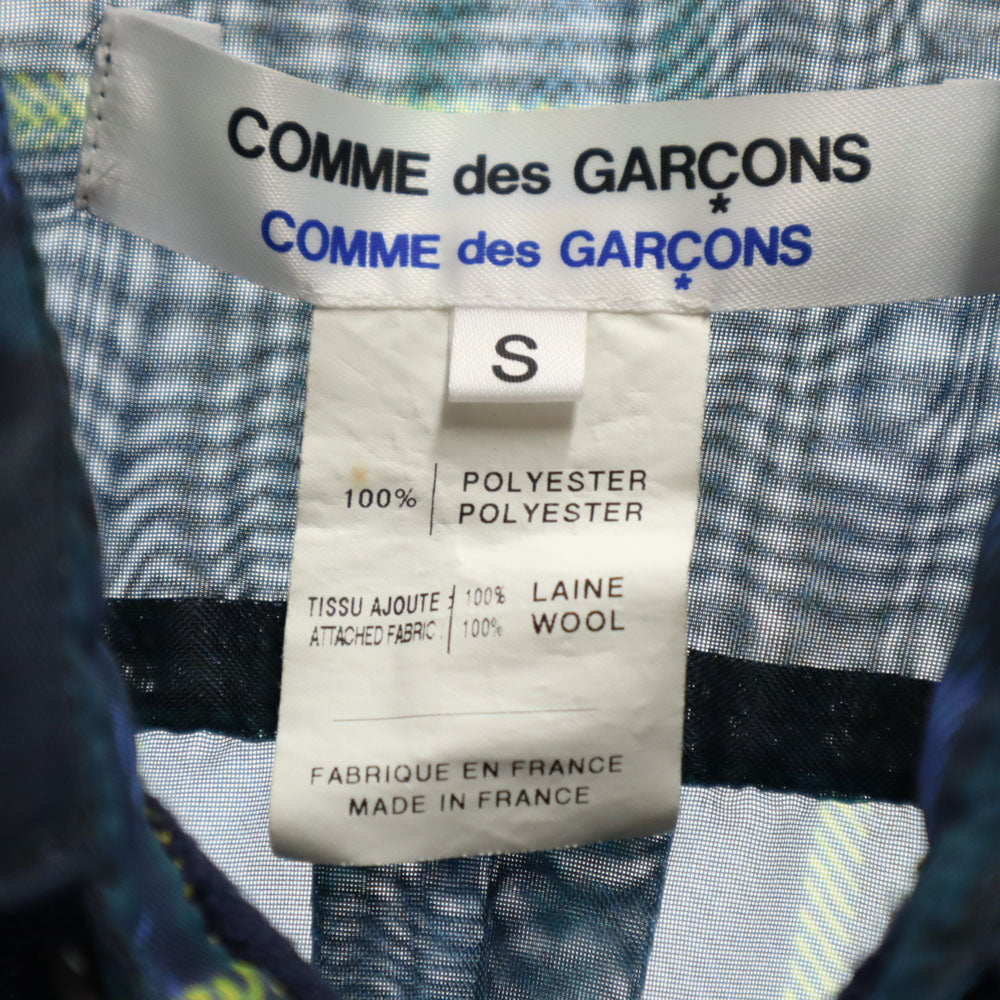 コムデギャルソンコムデギャルソン フランス製 チェック柄 長袖 オーガンジー切替 シャツ S ネイビー 他 Comme des Garcons Comme des Garcons シースルー レディース