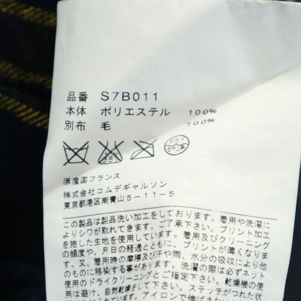 コムデギャルソンコムデギャルソン フランス製 チェック柄 長袖 オーガンジー切替 シャツ S ネイビー 他 Comme des Garcons Comme des Garcons シースルー レディース