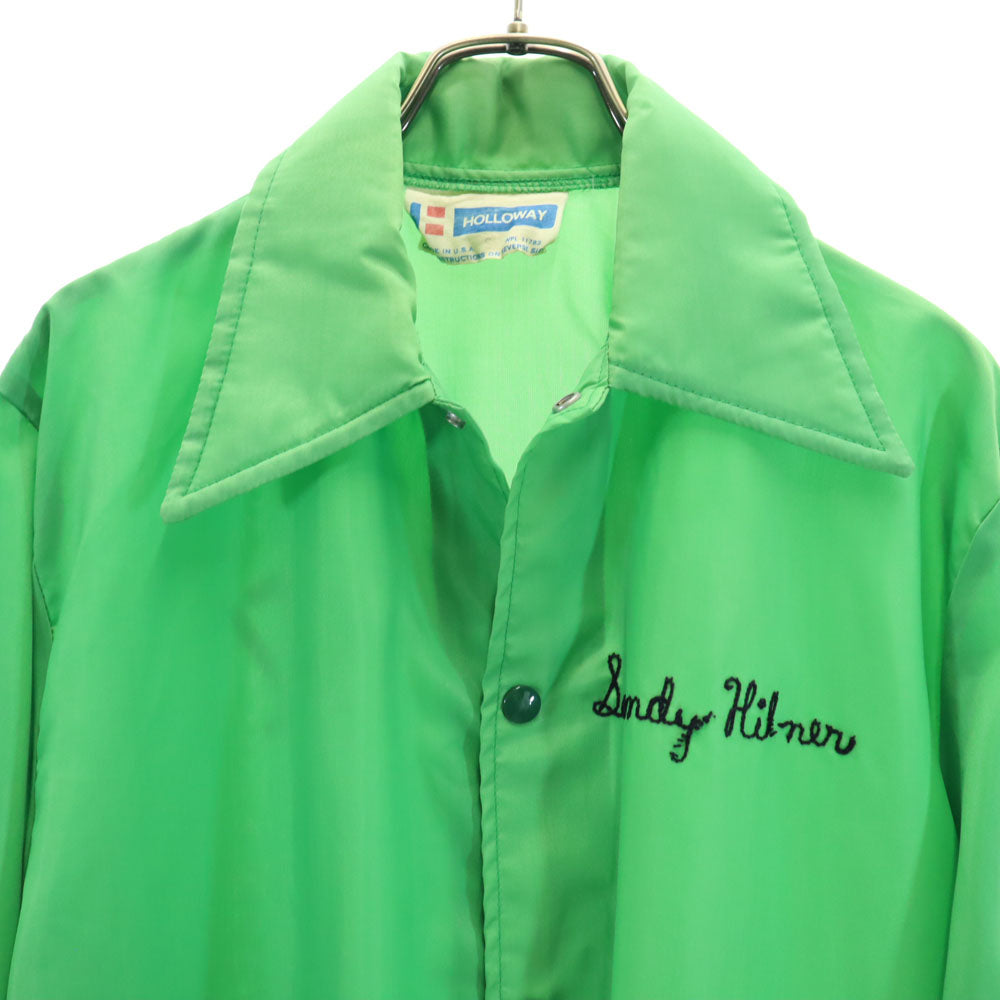 Holloway ホロウェイ 80s ヴィンテージ バックプリント コーチジャケット S 黄緑 メンズ