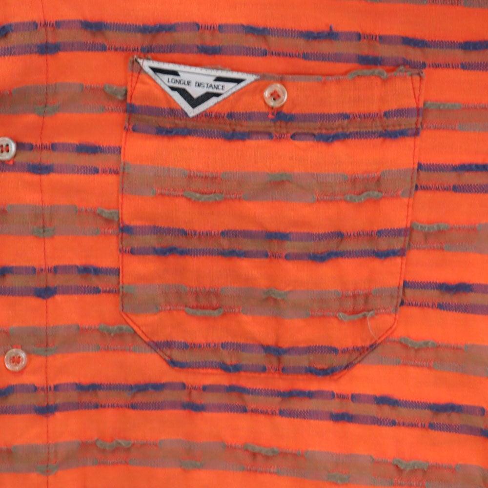 LONGUE DISTANCE 80s ヴィンテージ フランス製 総柄 長袖 シャツ オレンジ系 メンズ