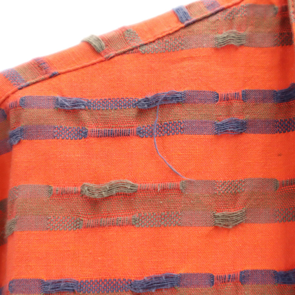 LONGUE DISTANCE 80s ヴィンテージ フランス製 総柄 長袖 シャツ オレンジ系 メンズ