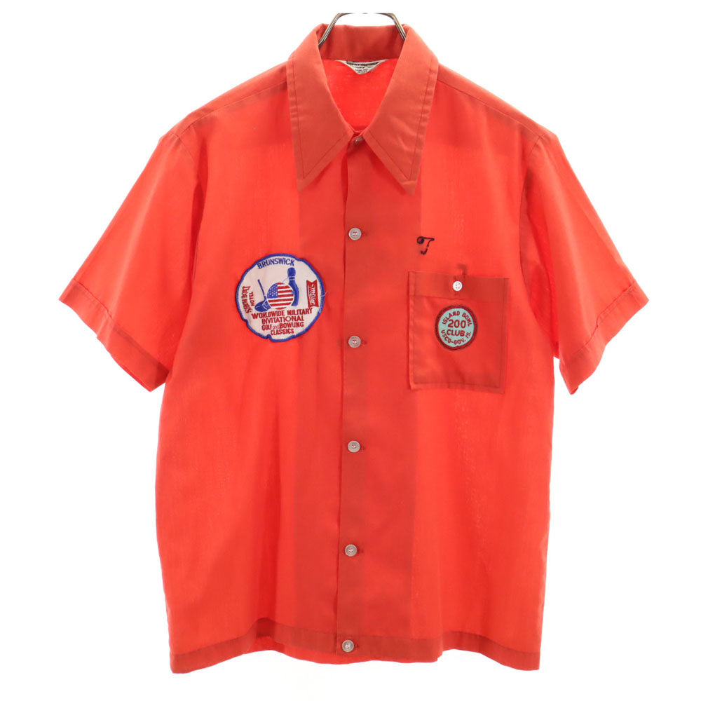 オリンピアン 70s ヴィンテージ 半袖 ボウリングシャツ 朱色 メンズ