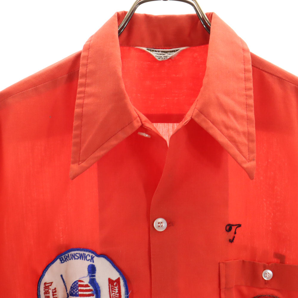オリンピアン 70s ヴィンテージ 半袖 ボウリングシャツ 朱色 メンズ