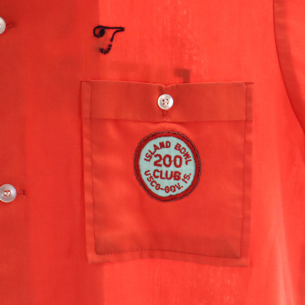 オリンピアン 70s ヴィンテージ 半袖 ボウリングシャツ 朱色 メンズ
