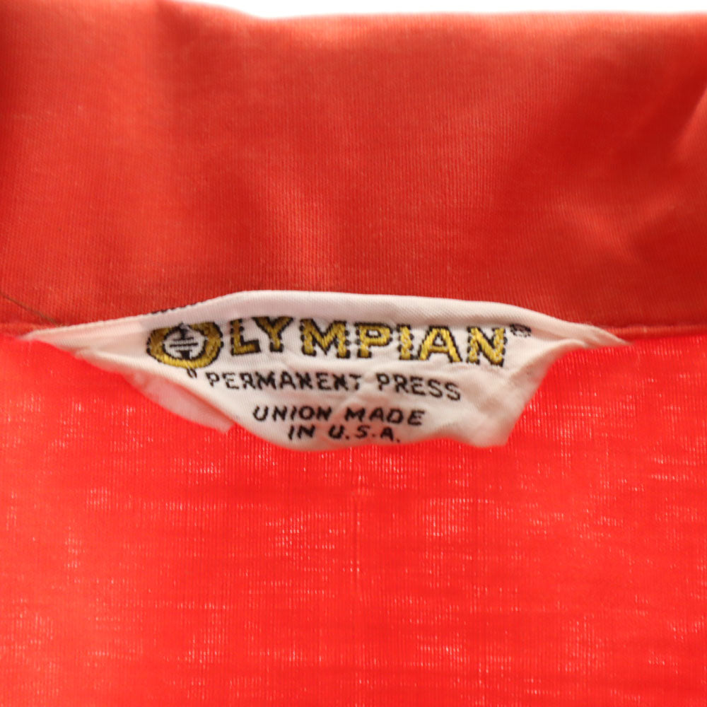 オリンピアン 70s ヴィンテージ 半袖 ボウリングシャツ 朱色 メンズ