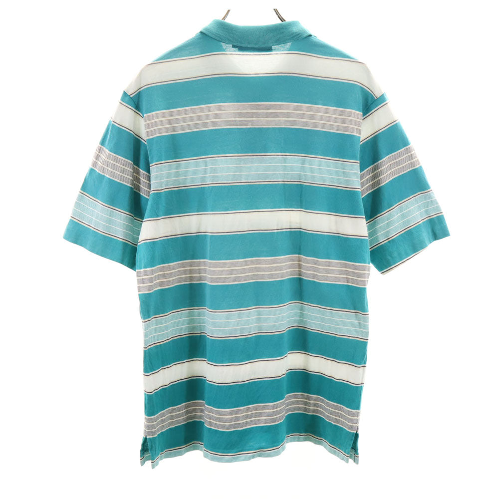 バーバリーズ 90s USA製 オールド ボーダー柄 半袖 ポロシャツ L エメラルドグリーン Burberrys メンズ