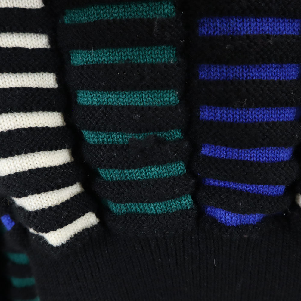 YVES SAINT LAURENT イヴサンローラン 90s オールド 総柄 長袖 ニットカーディガン M ブラック 他 レディース