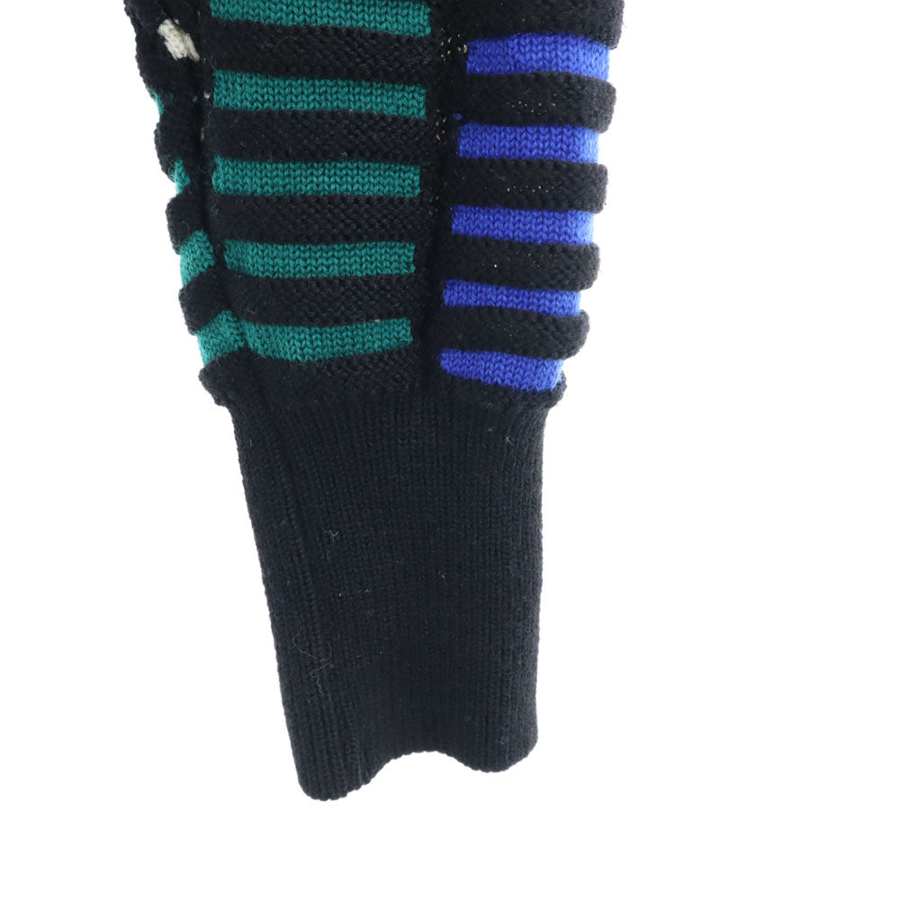 YVES SAINT LAURENT イヴサンローラン 90s オールド 総柄 長袖 ニットカーディガン M ブラック 他 レディース