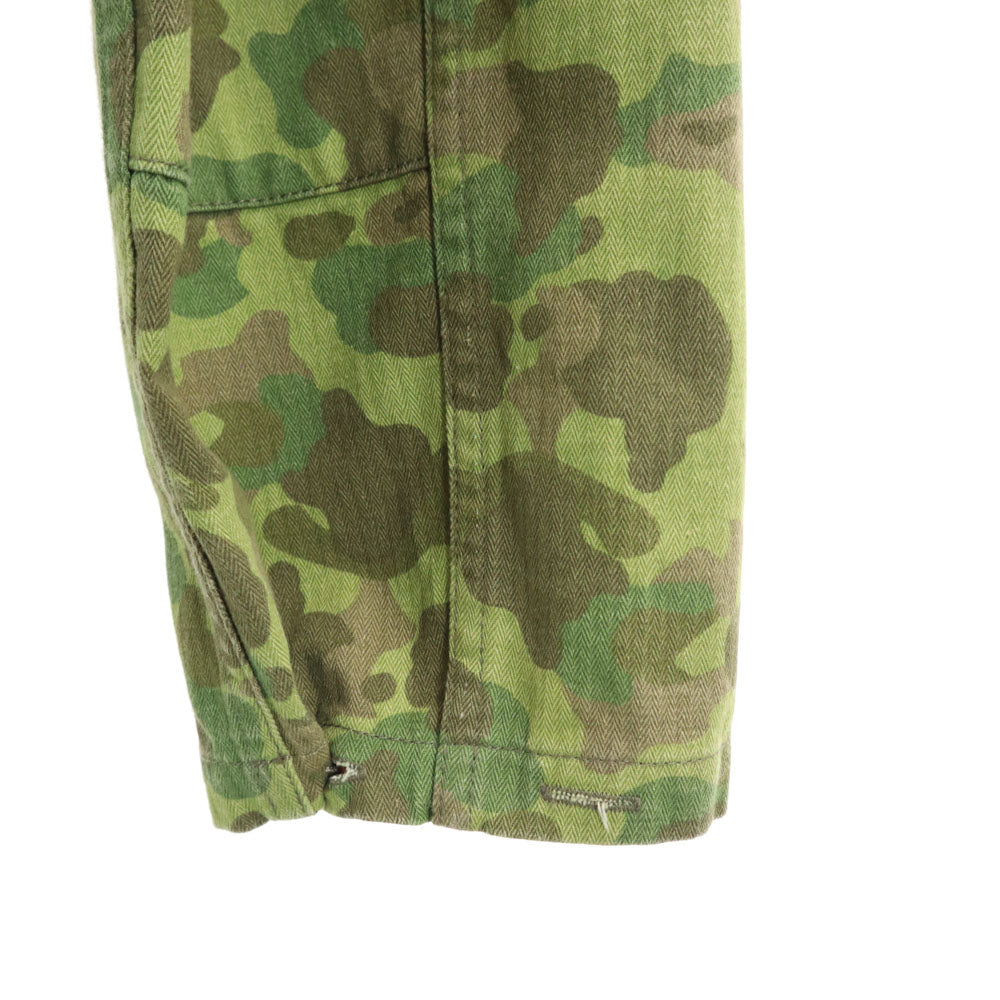 レインボー カモフラ柄 ヘリンボーンツイル ミリタリージャケット 46R カーキ 迷彩 比翼 メンズ