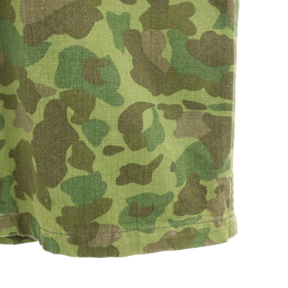 レインボー カモフラ柄 ヘリンボーンツイル ミリタリージャケット 46R カーキ 迷彩 比翼 メンズ