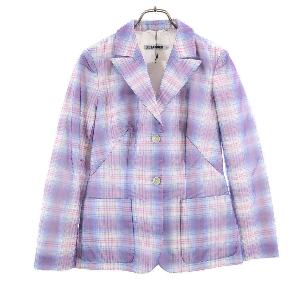 未使用 JIL SANDER ジルサンダー イタリア製 チェック柄 テーラードジャケット 36 パープル系 レディース