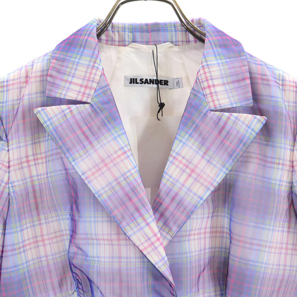 未使用 JIL SANDER ジルサンダー イタリア製 チェック柄 テーラードジャケット 36 パープル系 レディース