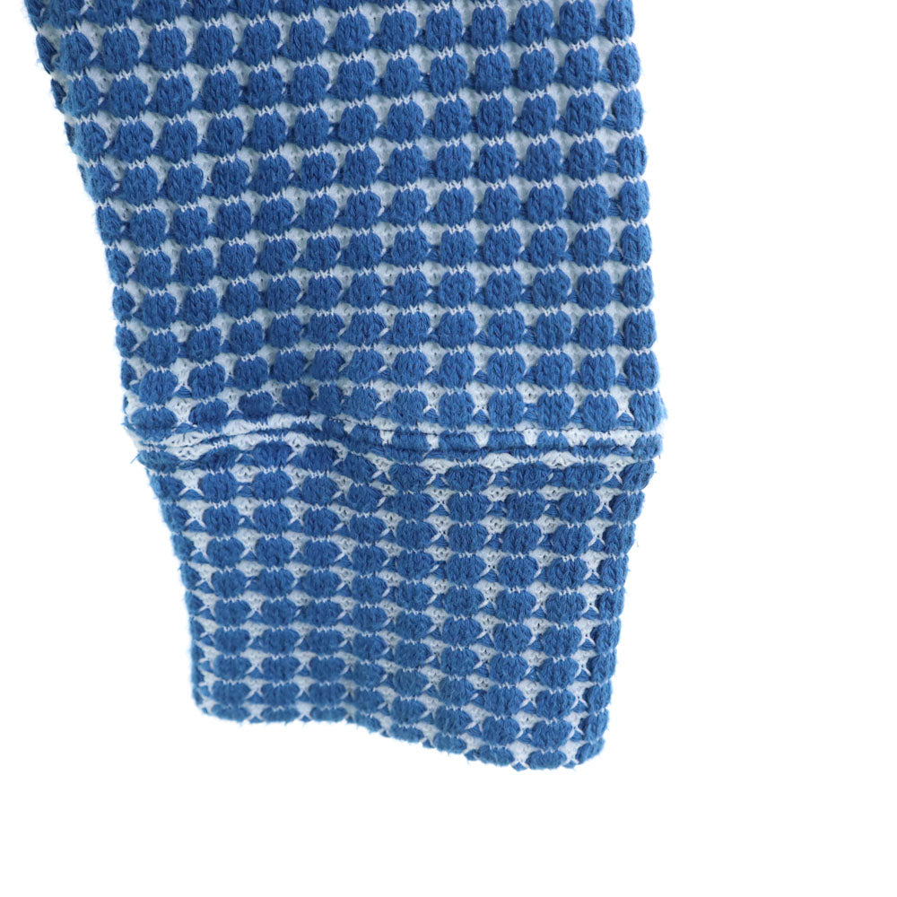 シーグリーン 日本製 長袖 ビッグワッフル ジップパーカー 3 ブルー系 フーディ メンズ