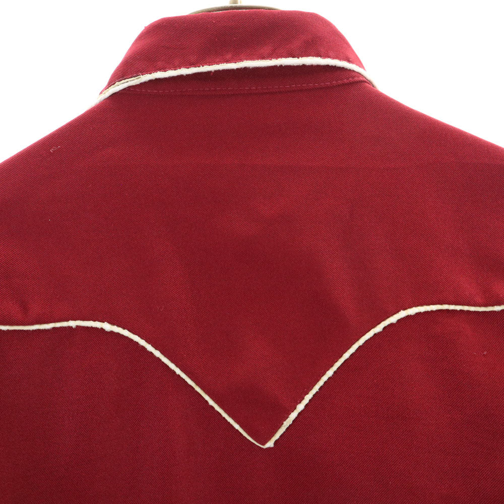 エイチバーシー 60s USA製 ヴィンテージ 花刺繍 長袖 ウエスタンシャツ ワインレッド H BAR C メンズ